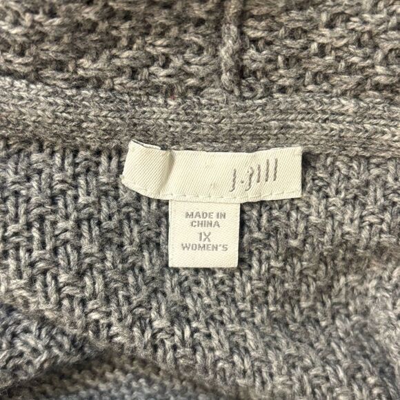 J Jill Gray Long Open Front Cardigan Sweater - Picture 5 of 6